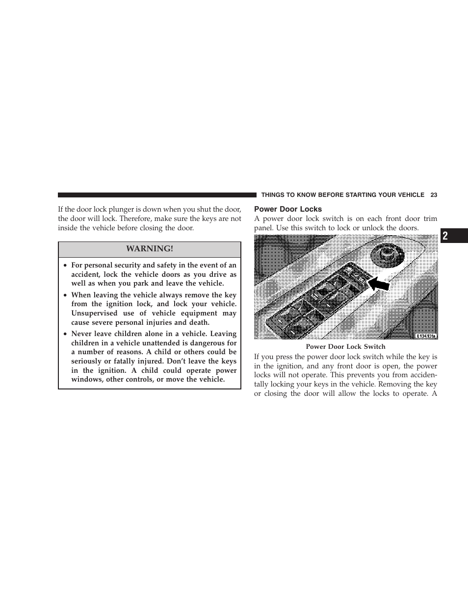 Power door locks | Dodge 2007 Magnum User Manual | Page 23 / 400