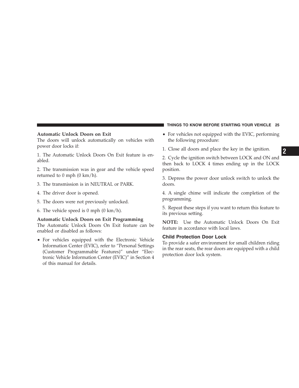 Child protection door lock | Dodge 2007 Magnum User Manual | Page 25 / 400