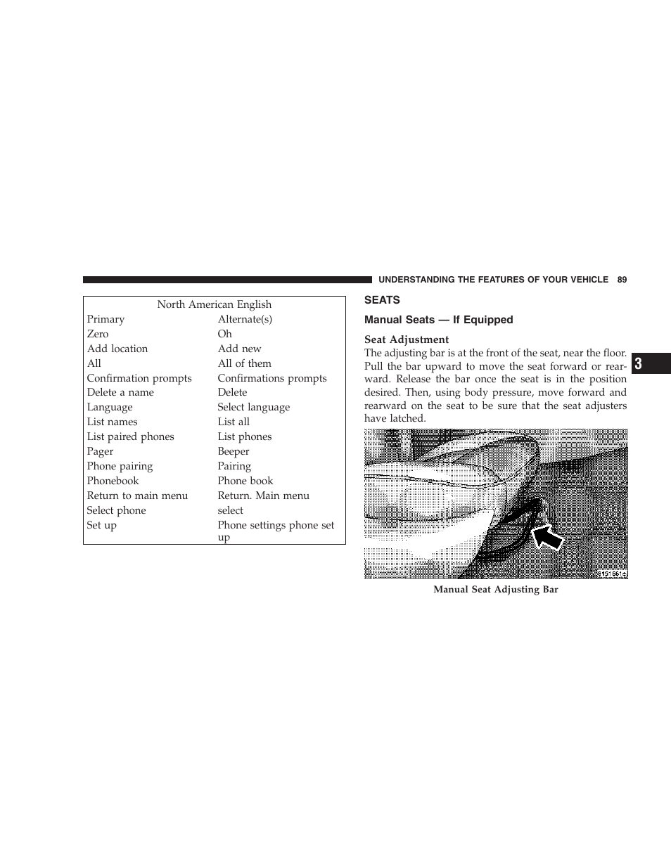 Seats, Manual seats — if equipped | Dodge 2007 Magnum User Manual | Page 89 / 400