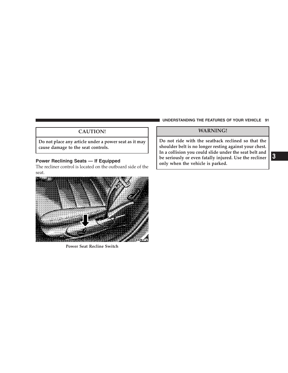 Power reclining seats — if equipped | Dodge 2007 Magnum User Manual | Page 91 / 400