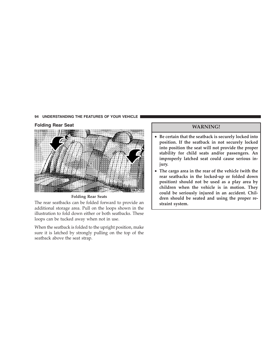 Folding rear seat | Dodge 2007 Magnum User Manual | Page 94 / 400