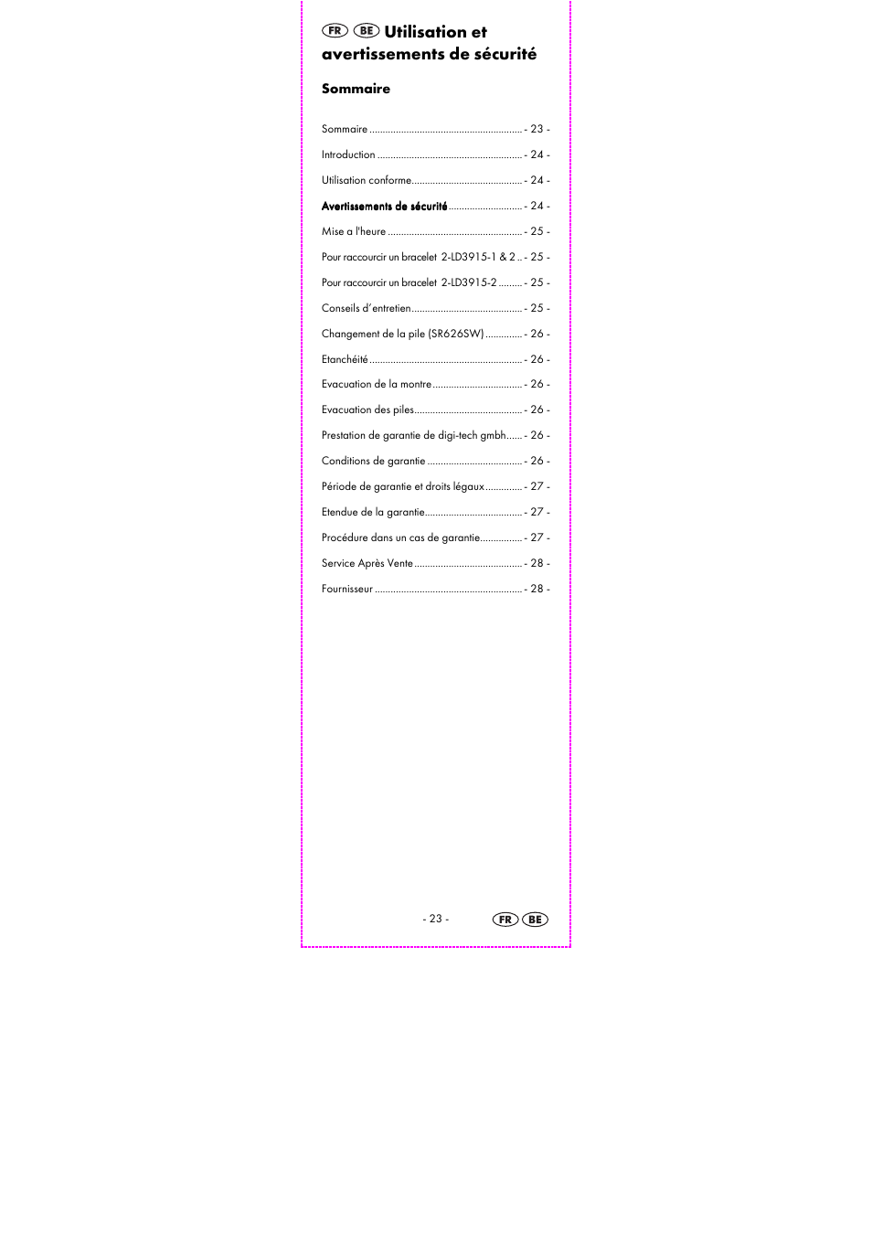 Utilisation et avertissements de sécurité | Auriol 2-LD3915-1-4 User Manual | Page 25 / 43