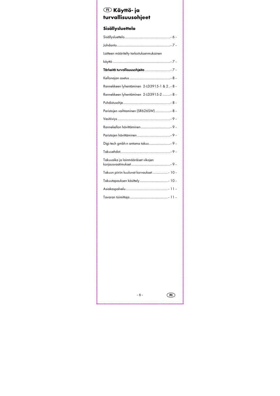 Käyttö- ja turvallisuusohjeet | Auriol 2-LD3915-1-4 User Manual | Page 8 / 43