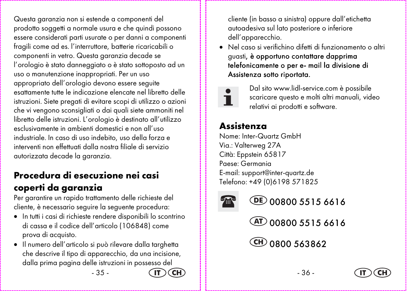 Assistenza | Auriol 2-LD3935 User Manual | Page 19 / 26