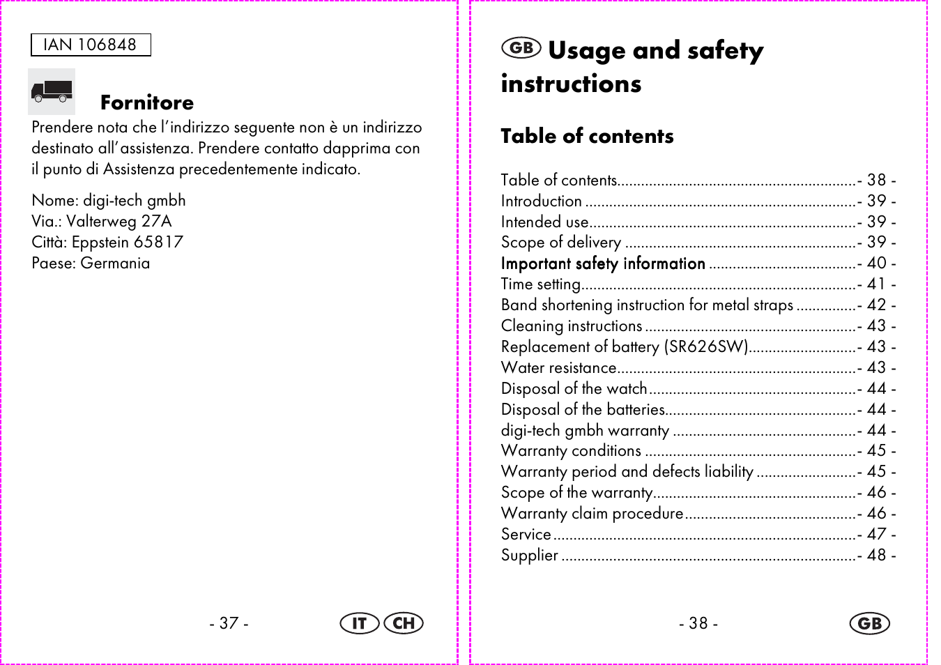 Usage and safety instructions | Auriol 2-LD3935 User Manual | Page 20 / 26