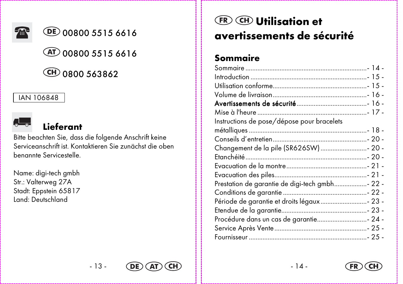 Utilisation et avertissements de sécurité | Auriol 2-LD3935 User Manual | Page 8 / 26