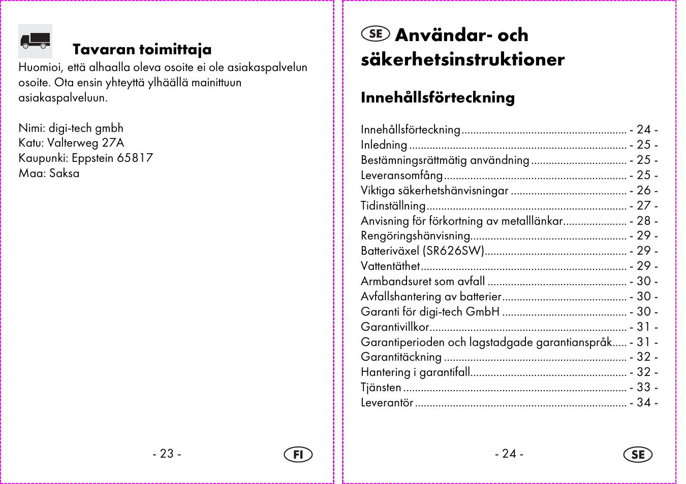 Användar- och säkerhetsinstruktioner | Auriol 2-LD3935 User Manual | Page 13 / 44