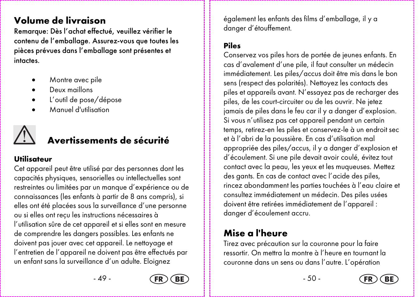 Volume de livraison, Avertissements de sécurité, Mise a l'heure | Auriol 2-LD3935 User Manual | Page 26 / 44