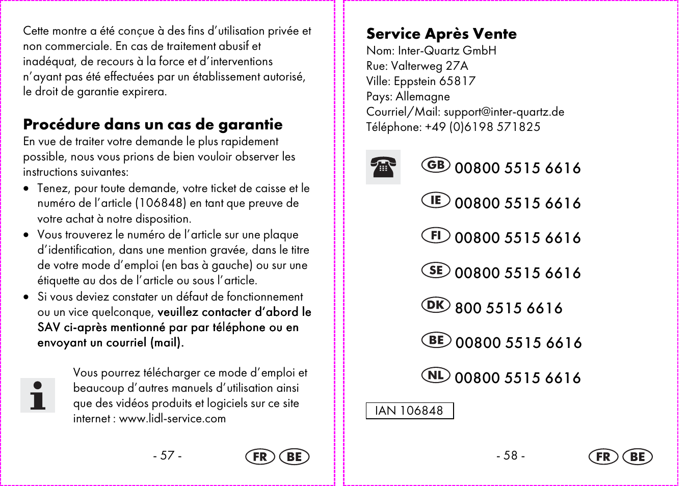 Procédure dans un cas de garantie, Service après vente | Auriol 2-LD3935 User Manual | Page 30 / 44