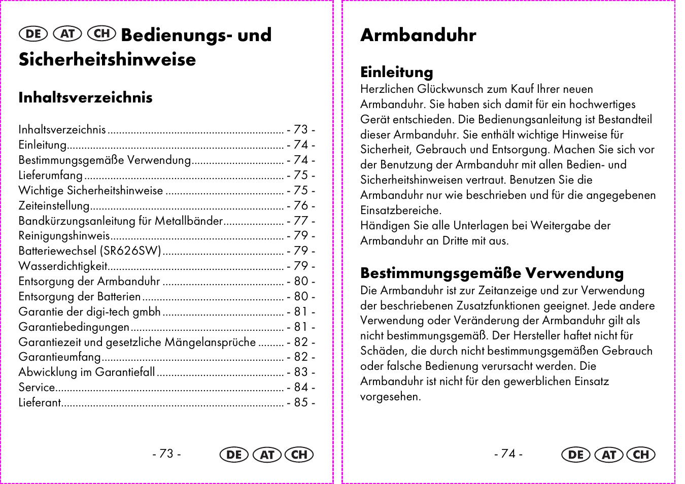 Bedienungs- und sicherheitshinweise, Armbanduhr | Auriol 2-LD3935 User Manual | Page 38 / 44