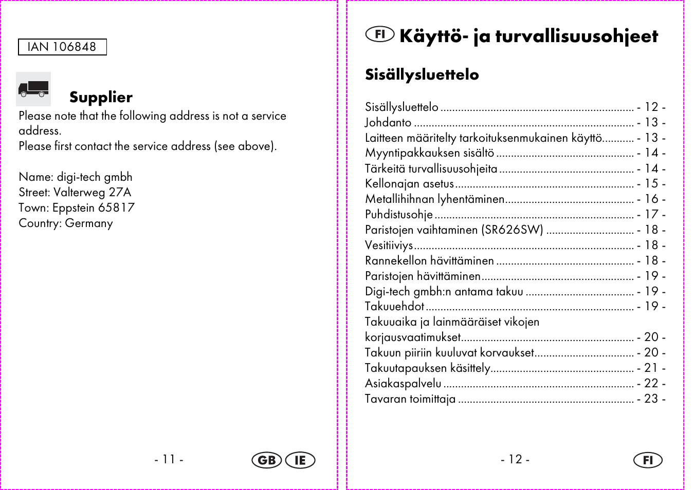 Käyttö- ja turvallisuusohjeet | Auriol 2-LD3935 User Manual | Page 7 / 44