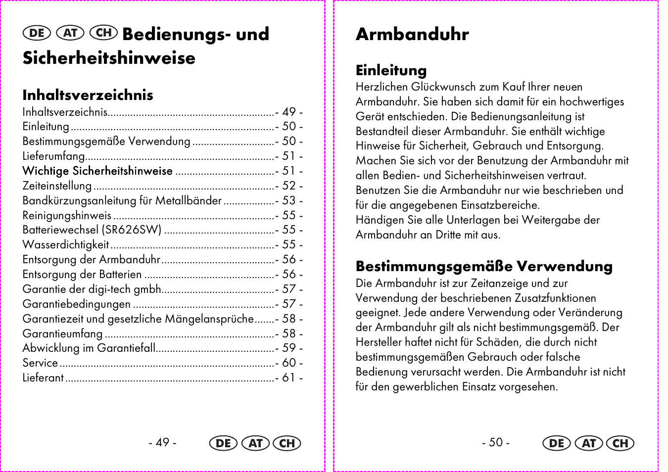 Bedienungs- und sicherheitshinweise, Armbanduhr | Auriol 2-LD3935 User Manual | Page 26 / 32