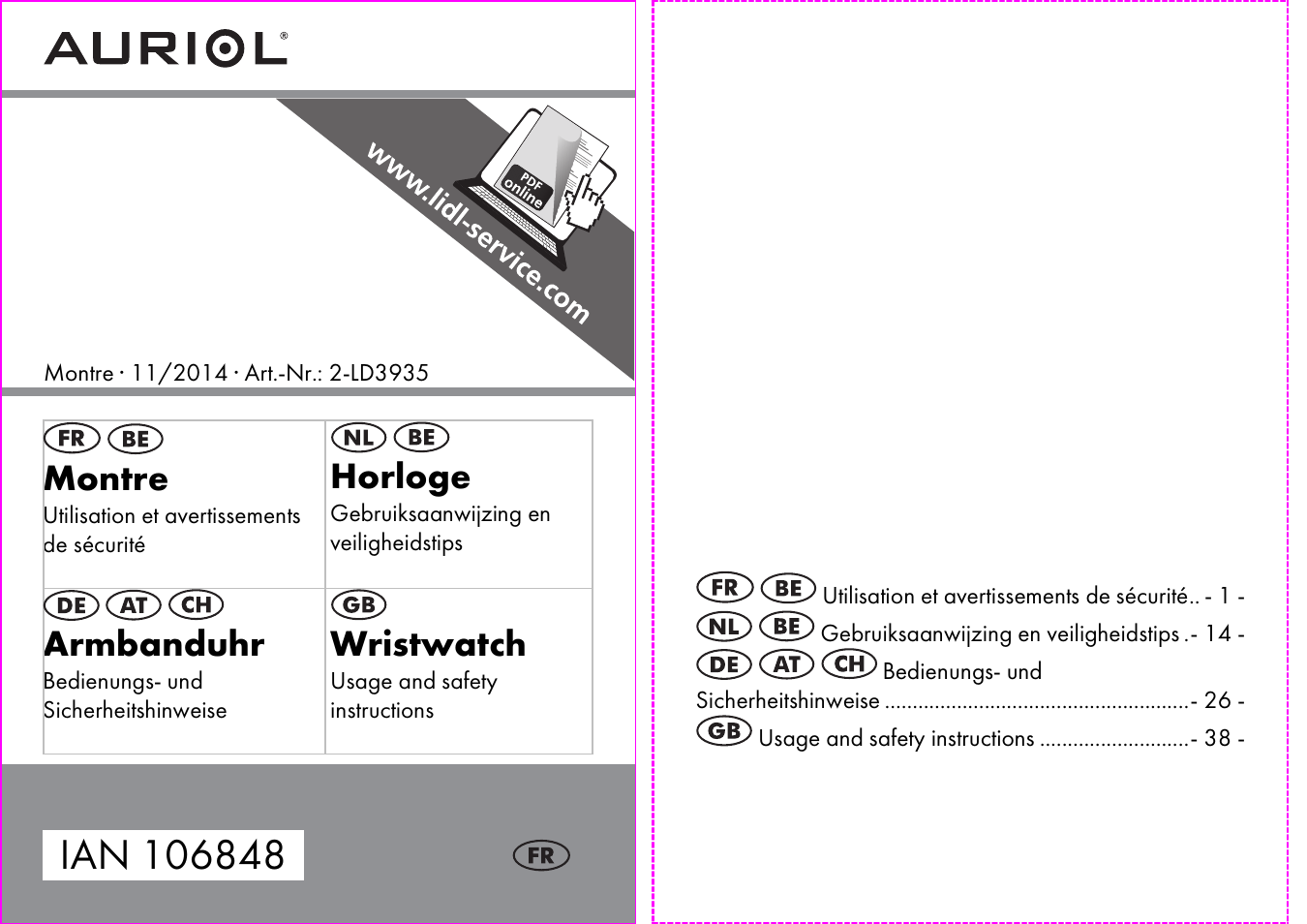 Auriol 2-LD3935 User Manual | 26 pages