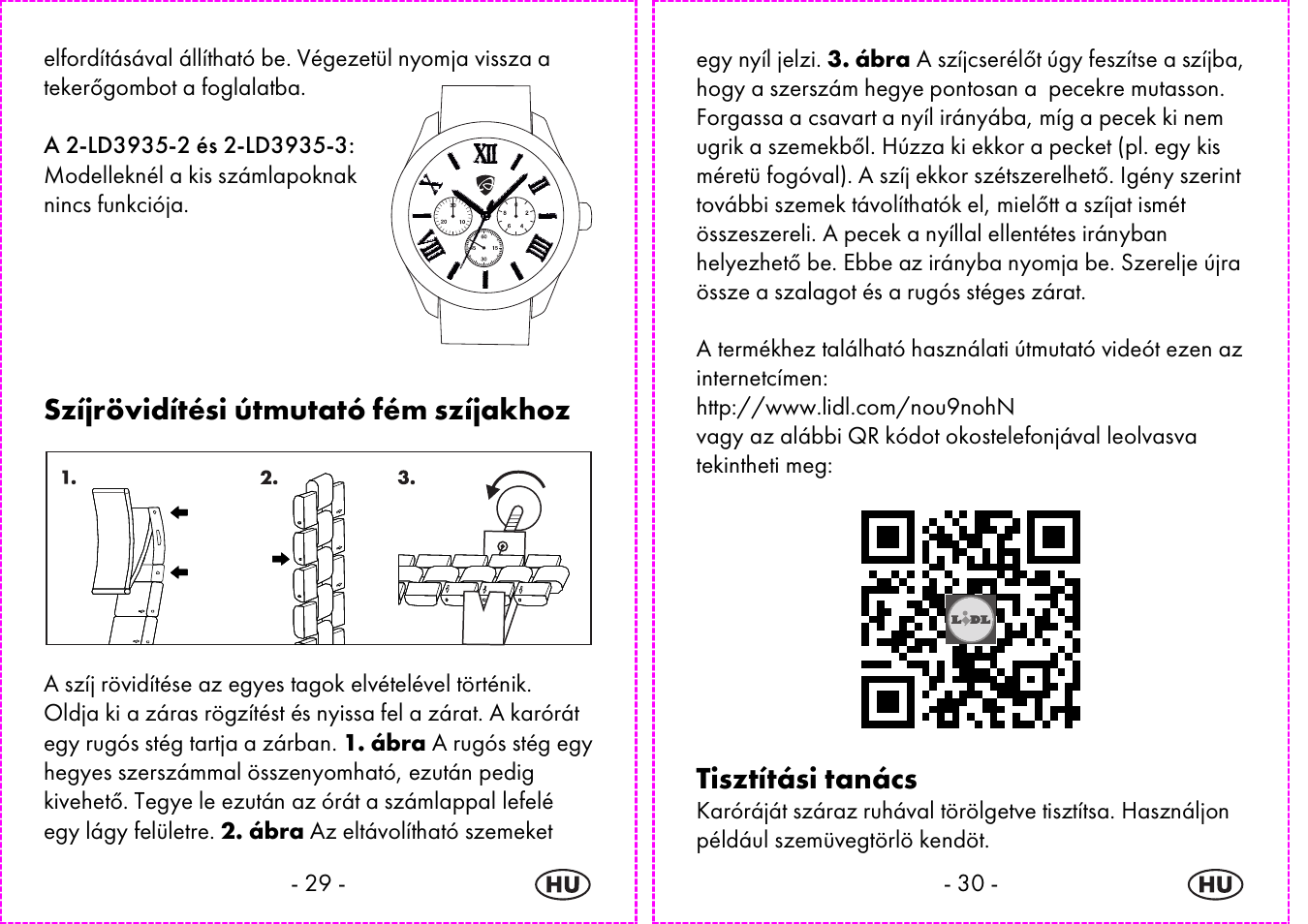 Szíjrövidítési útmutató fém szíjakhoz, Tisztítási tanács | Auriol 2-LD3935 User Manual | Page 16 / 44