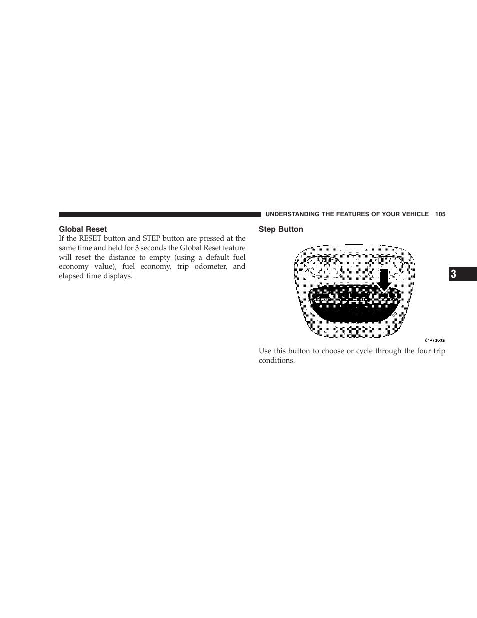 Global reset, Step button | Dodge 2007 Dakota User Manual | Page 105 / 400