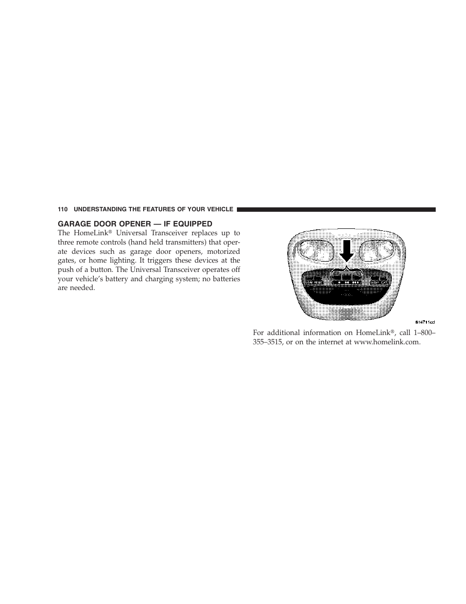 Garage door opener — if equipped | Dodge 2007 Dakota User Manual | Page 110 / 400