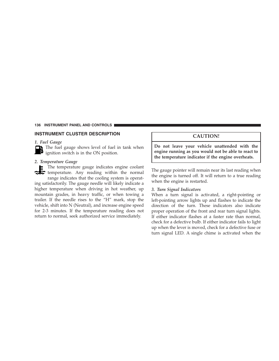 Instrument cluster description | Dodge 2007 Dakota User Manual | Page 136 / 400