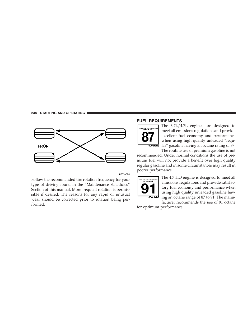 Fuel requirements | Dodge 2007 Dakota User Manual | Page 238 / 400