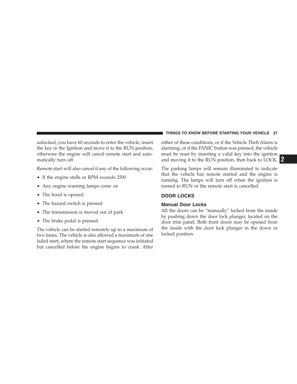 Door locks, Manual door locks | Dodge 2007 Dakota User Manual | Page 27 / 400