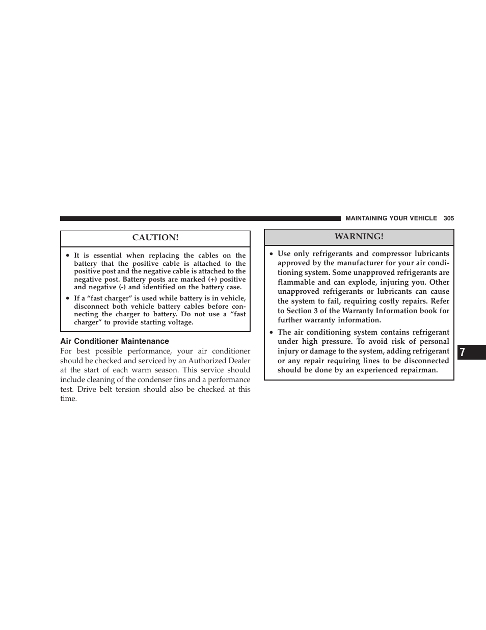 Air conditioner maintenance | Dodge 2007 Dakota User Manual | Page 305 / 400