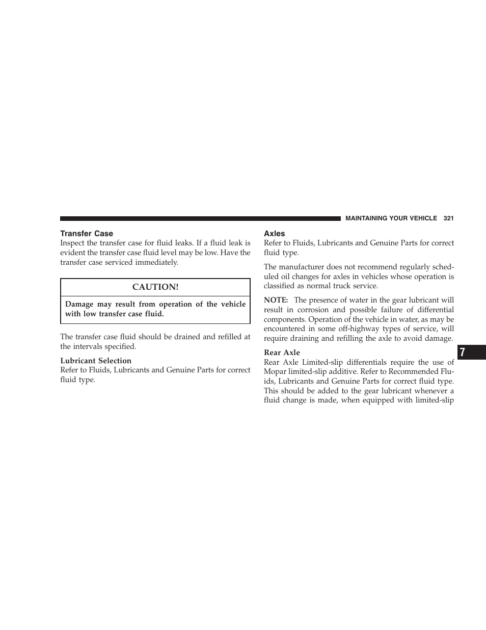 Transfer case, Axles | Dodge 2007 Dakota User Manual | Page 321 / 400