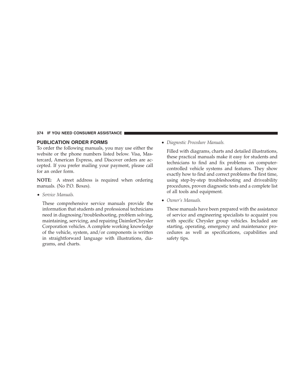 Publication order forms | Dodge 2007 Dakota User Manual | Page 374 / 400