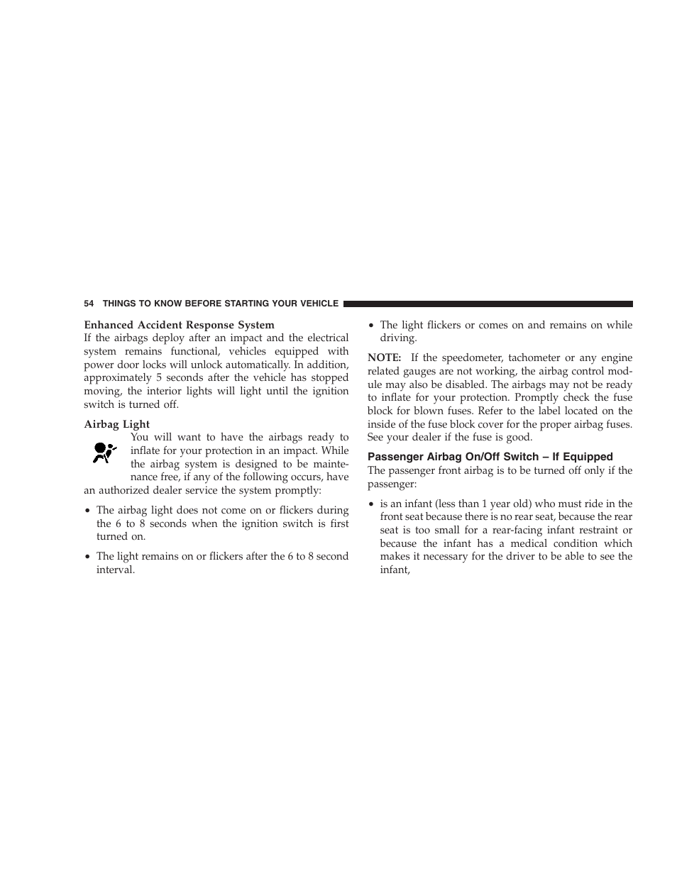 Passenger airbag on/off switch, If equipped | Dodge 2007 Dakota User Manual | Page 54 / 400