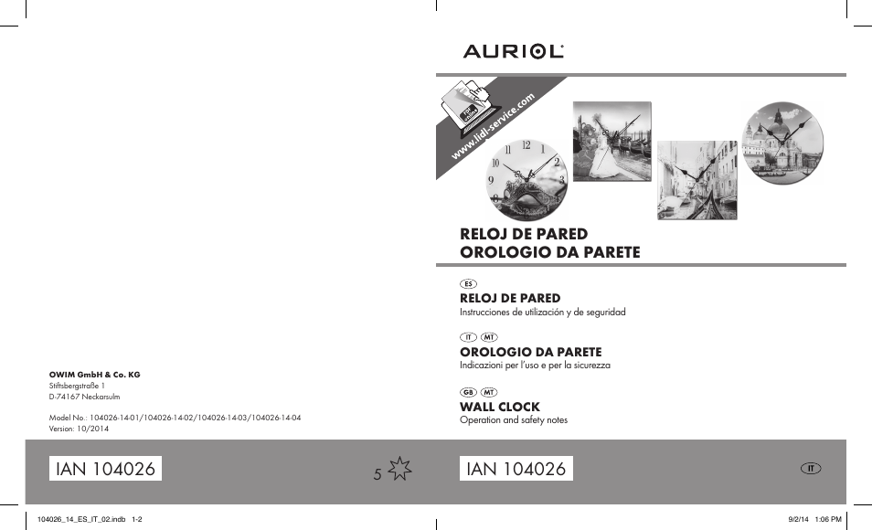 Auriol 104026-14-xx User Manual | 16 pages