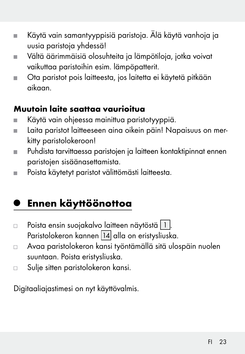 Ennen käyttöönottoa | Auriol Z31793 User Manual | Page 23 / 98