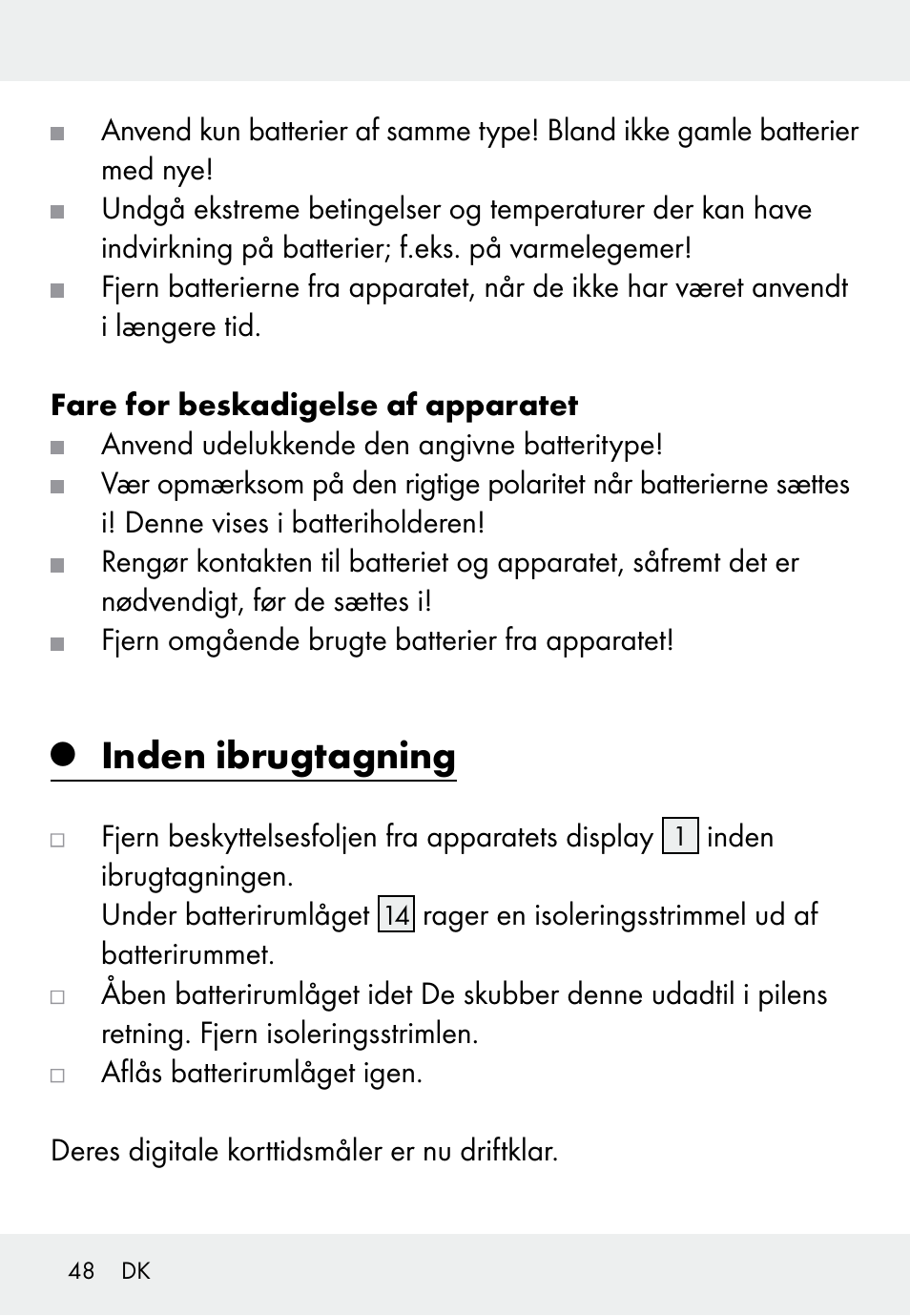 Inden ibrugtagning | Auriol Z31793 User Manual | Page 48 / 98