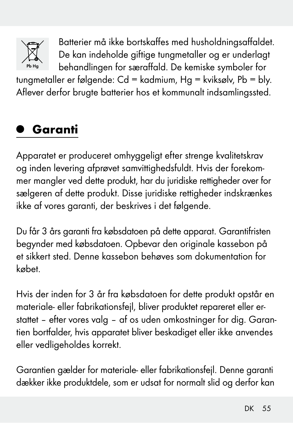 Garanti | Auriol Z31793 User Manual | Page 55 / 98
