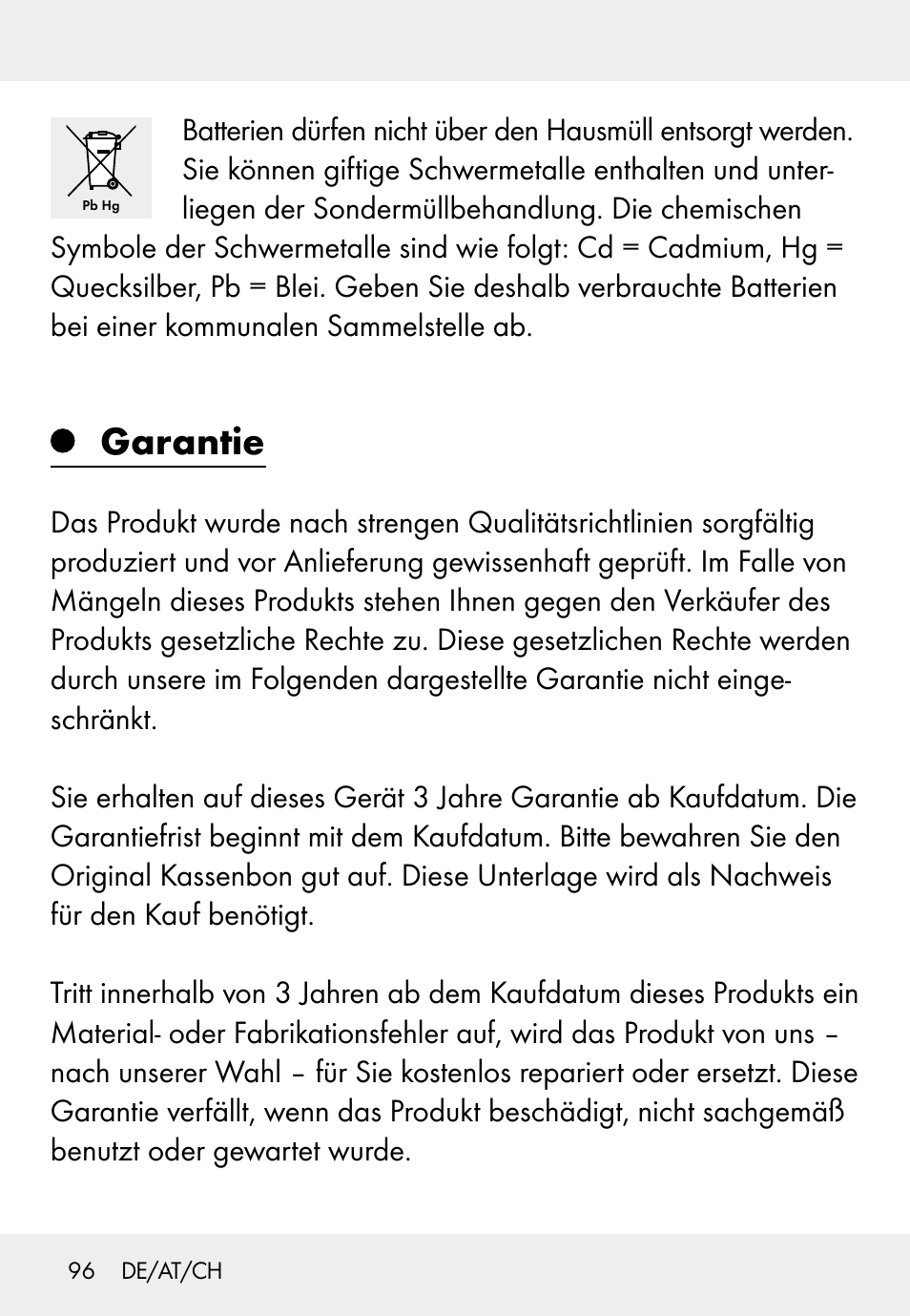Garantie | Auriol Z31793 User Manual | Page 96 / 98