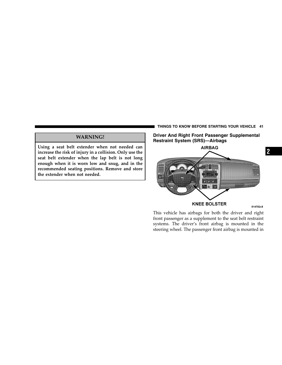 Dodge 2005 Dakota User Manual | Page 41 / 392