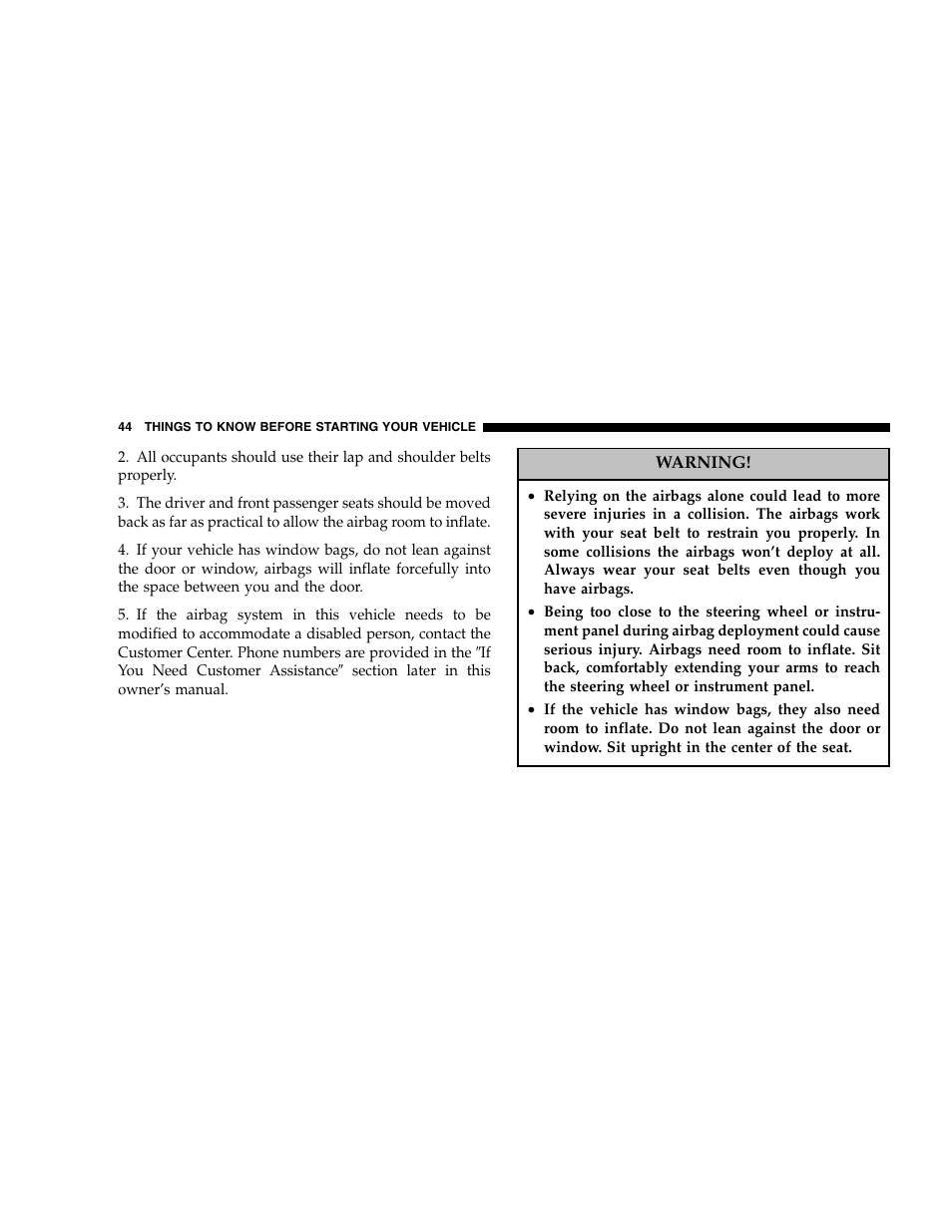 Dodge 2005 Dakota User Manual | Page 44 / 392