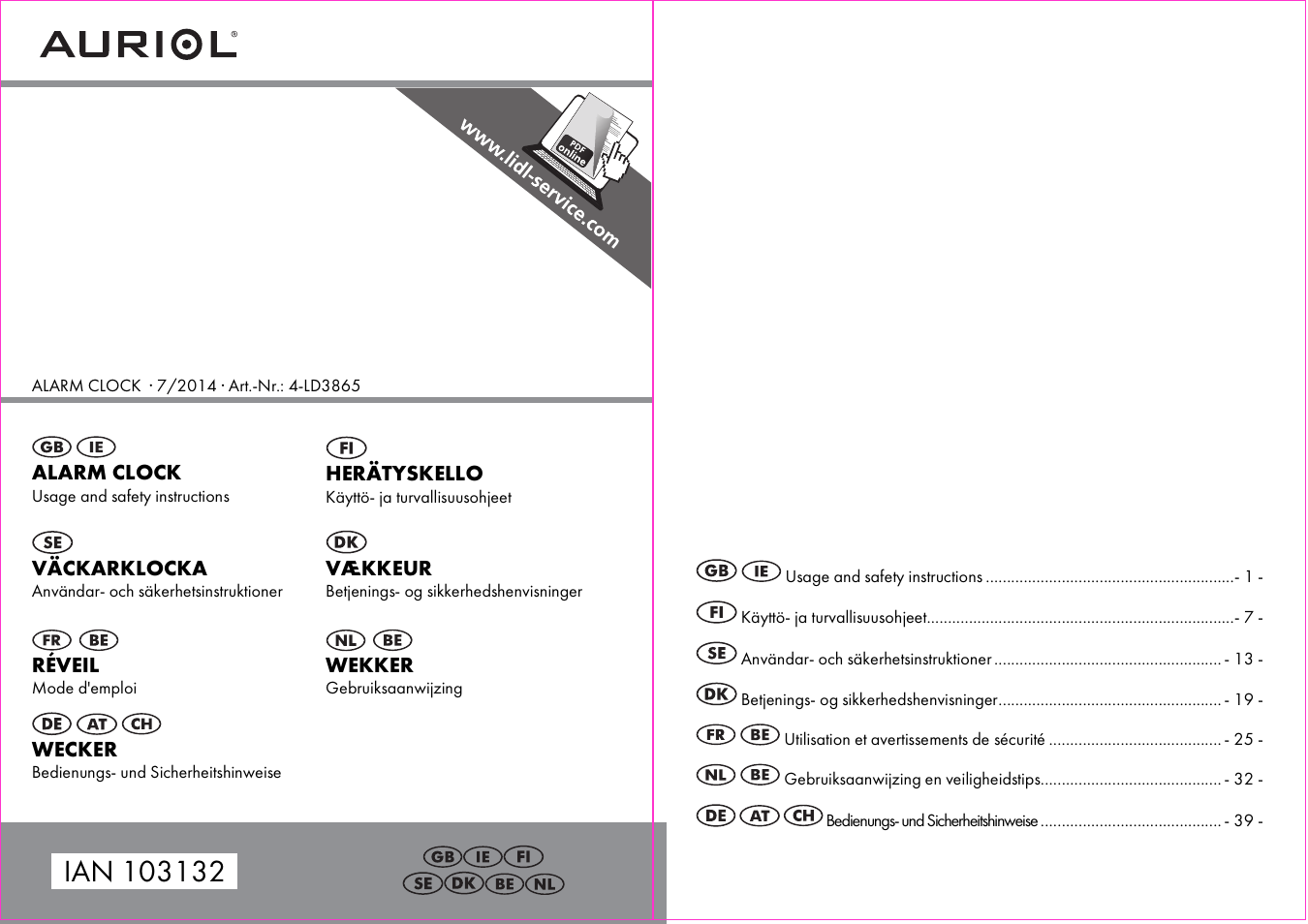 Auriol 4-LD3865 User Manual | 24 pages
