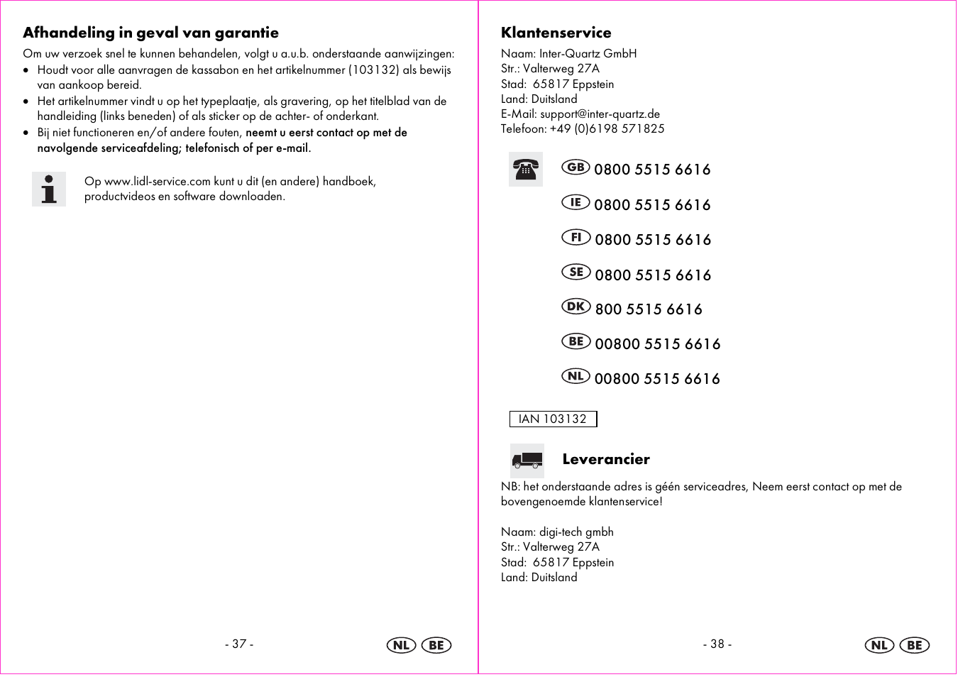 Auriol 4-LD3865 User Manual | Page 20 / 24