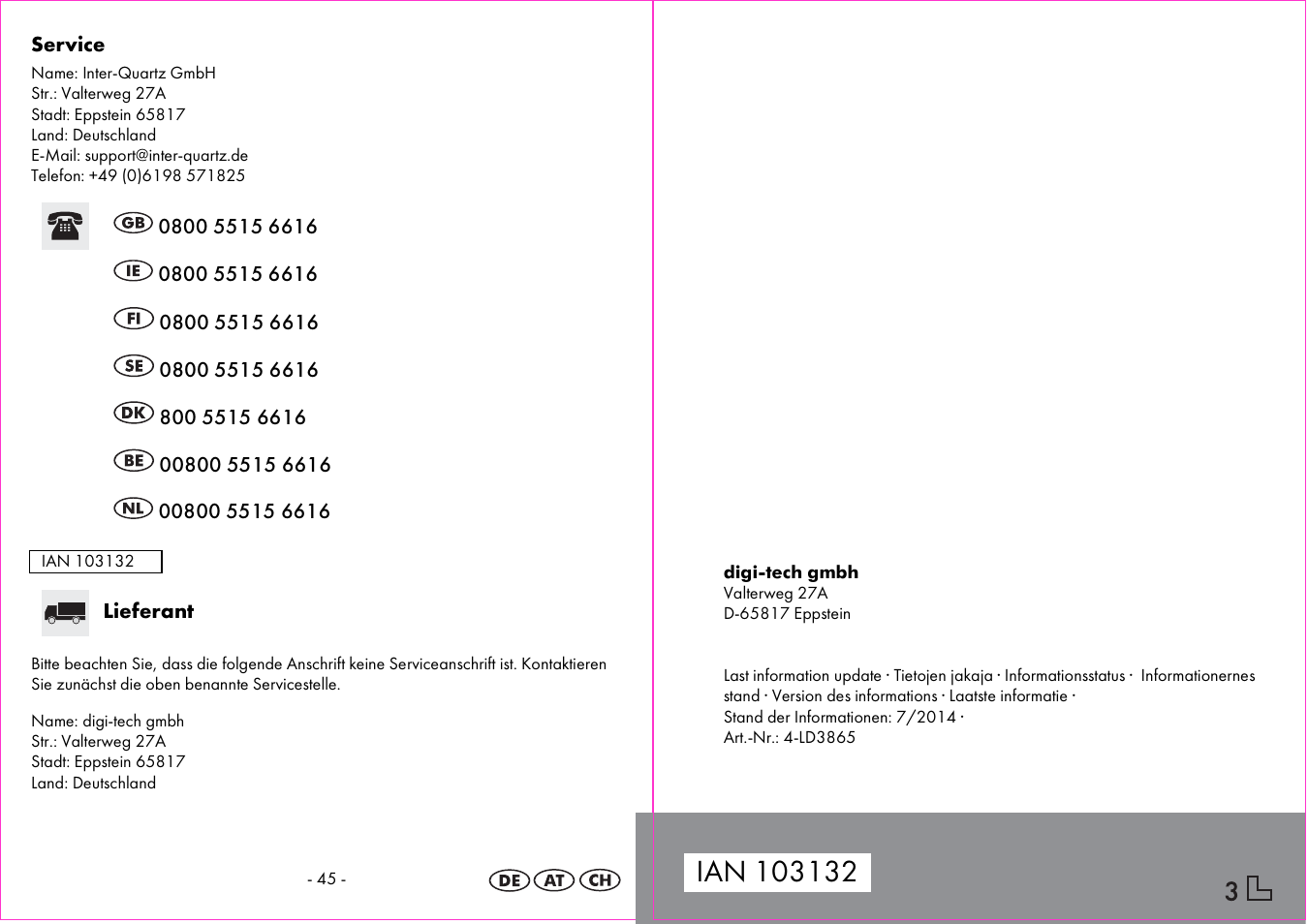 Auriol 4-LD3865 User Manual | Page 24 / 24
