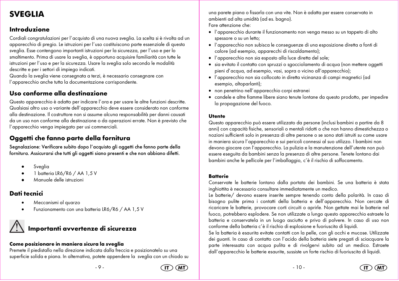 Sveglia | Auriol 4-LD3865 User Manual | Page 6 / 18