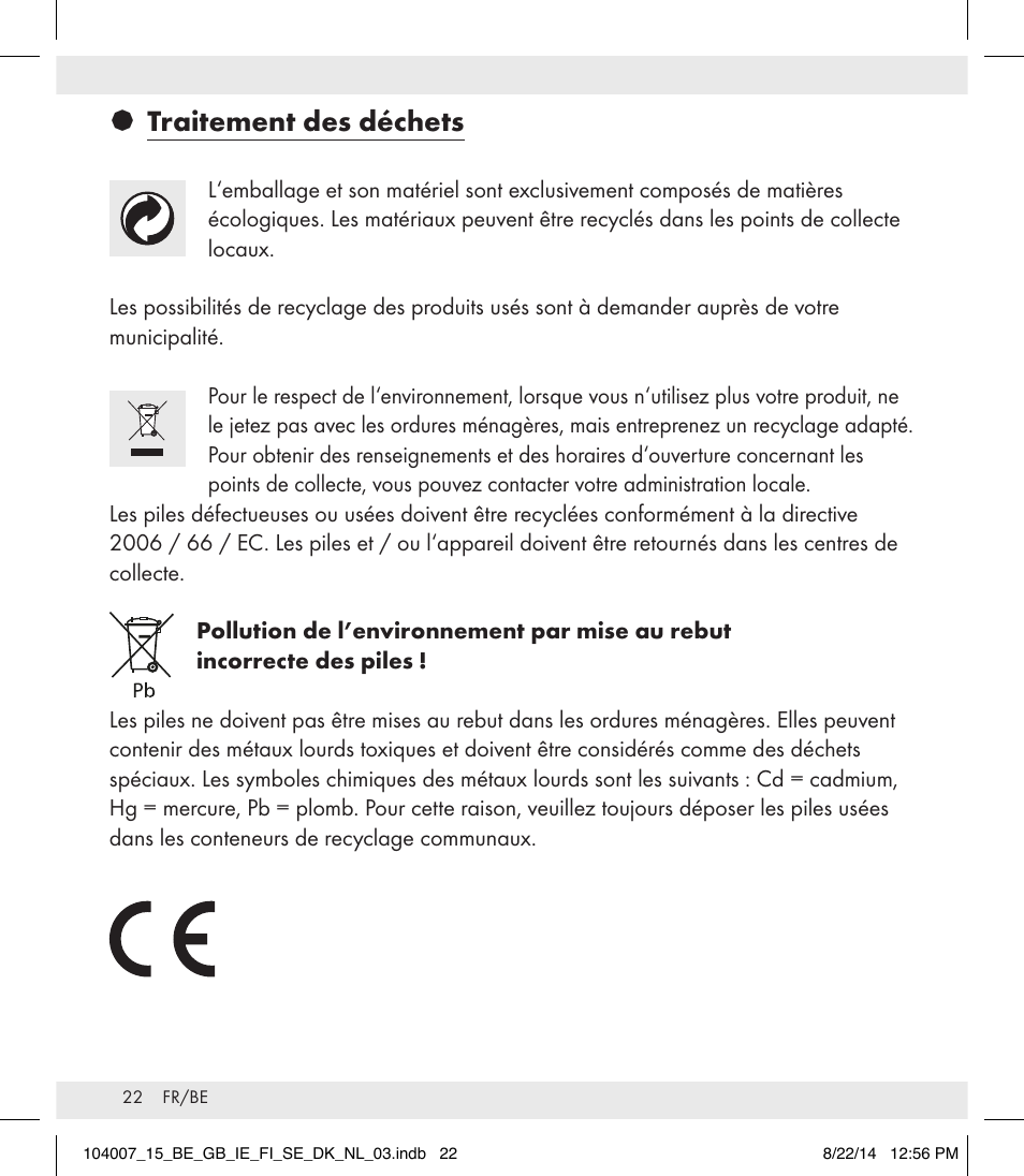 Traitement des déchets | Auriol 104007-14-xx User Manual | Page 23 / 32