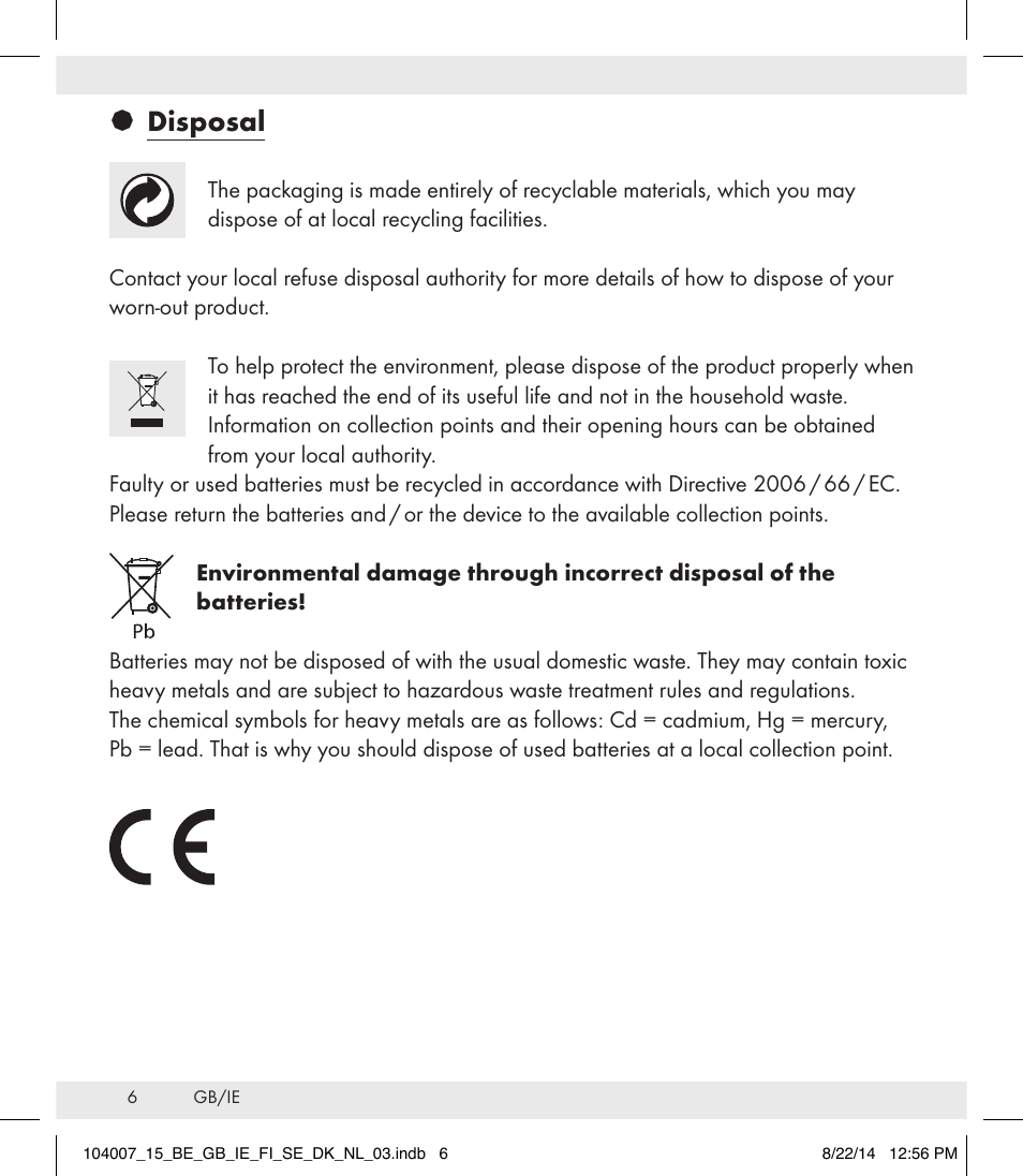 Disposal | Auriol 104007-14-xx User Manual | Page 7 / 32