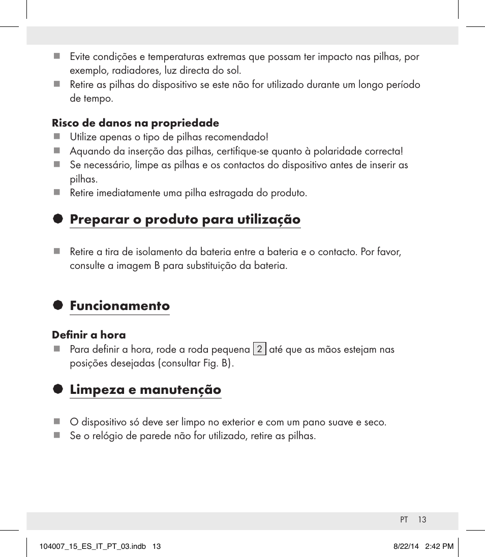 Preparar o produto para utilização, Funcionamento, Limpeza e manutenção | Auriol 104007-14-xx User Manual | Page 14 / 20