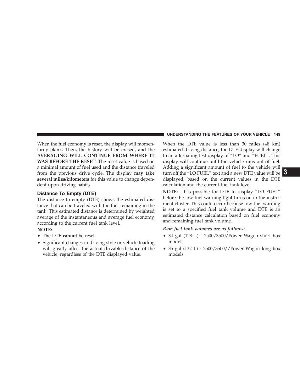 Distance to empty (dte) | Dodge 2009 Ram 1500 User Manual | Page 151 / 532