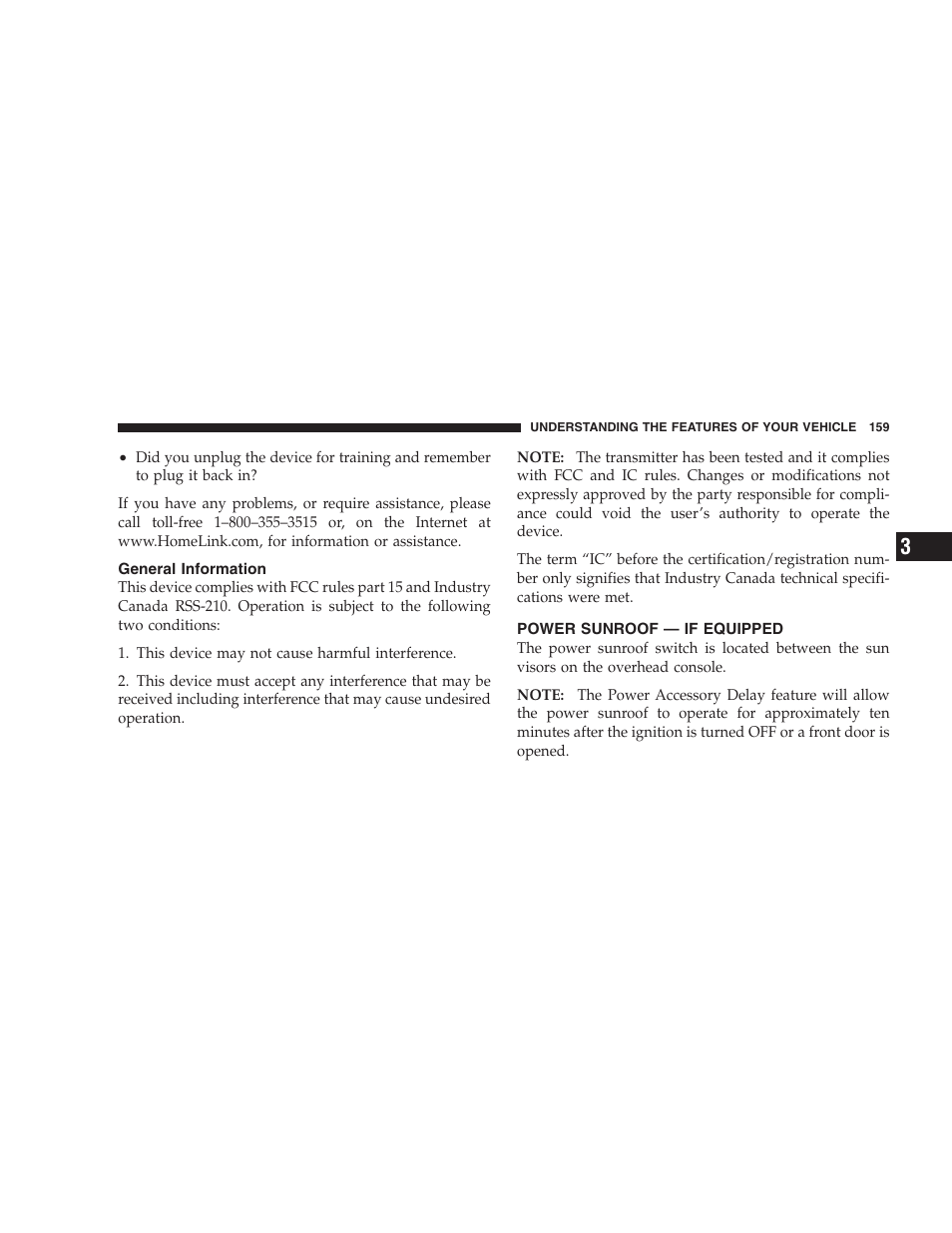 General information, Power sunroof - if equipped, Power sunroof — if equipped | Dodge 2009 Ram 1500 User Manual | Page 161 / 532