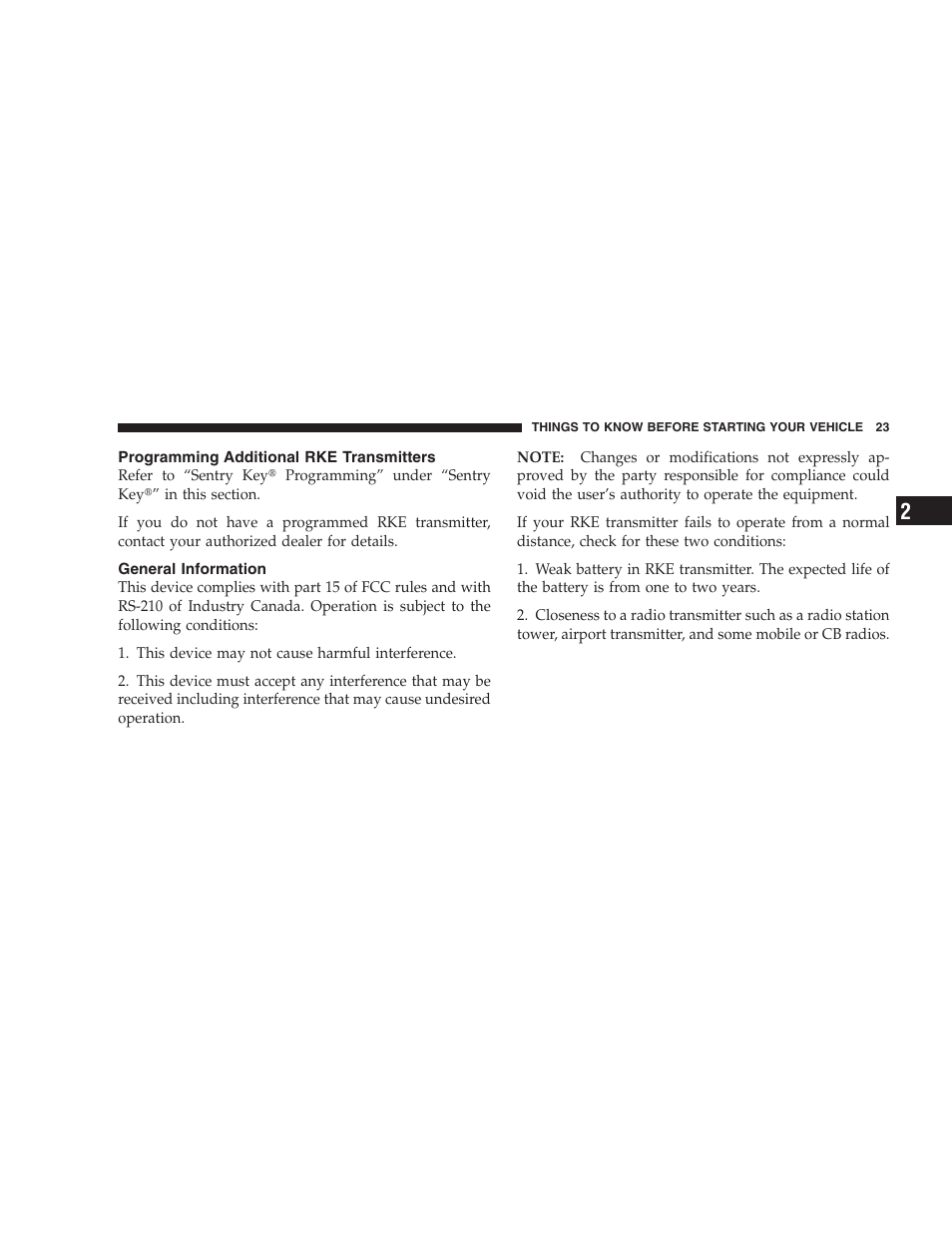 Programming additional rke transmitters, General information | Dodge 2009 Ram 1500 User Manual | Page 25 / 532