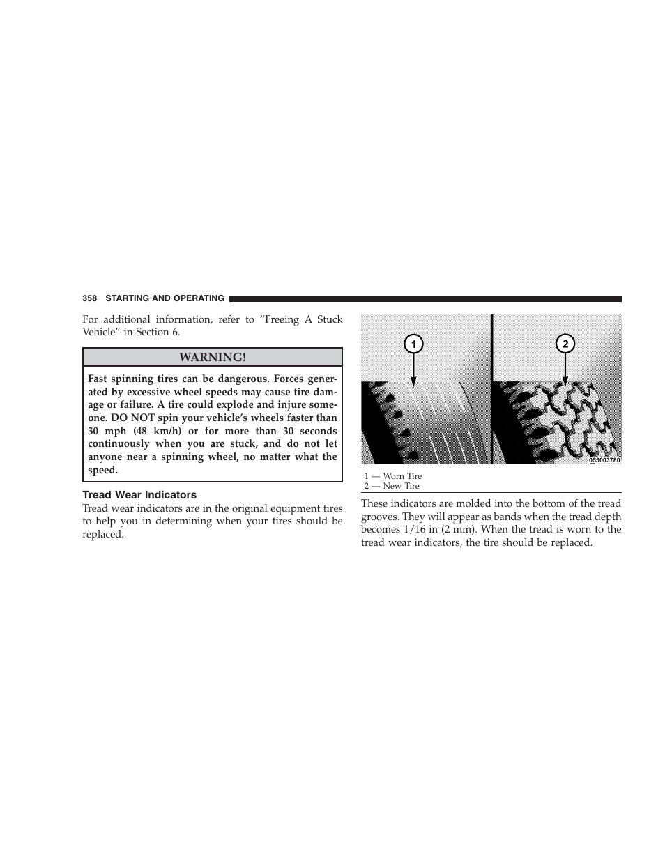 Tread wear indicators | Dodge 2009 Ram 1500 User Manual | Page 360 / 532