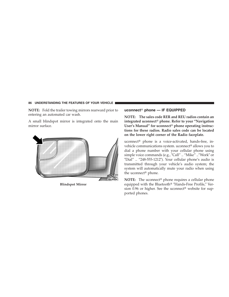 Uconnect phone - if equipped, Uconnect௡ phone — if equipped | Dodge 2009 Ram 1500 User Manual | Page 88 / 532