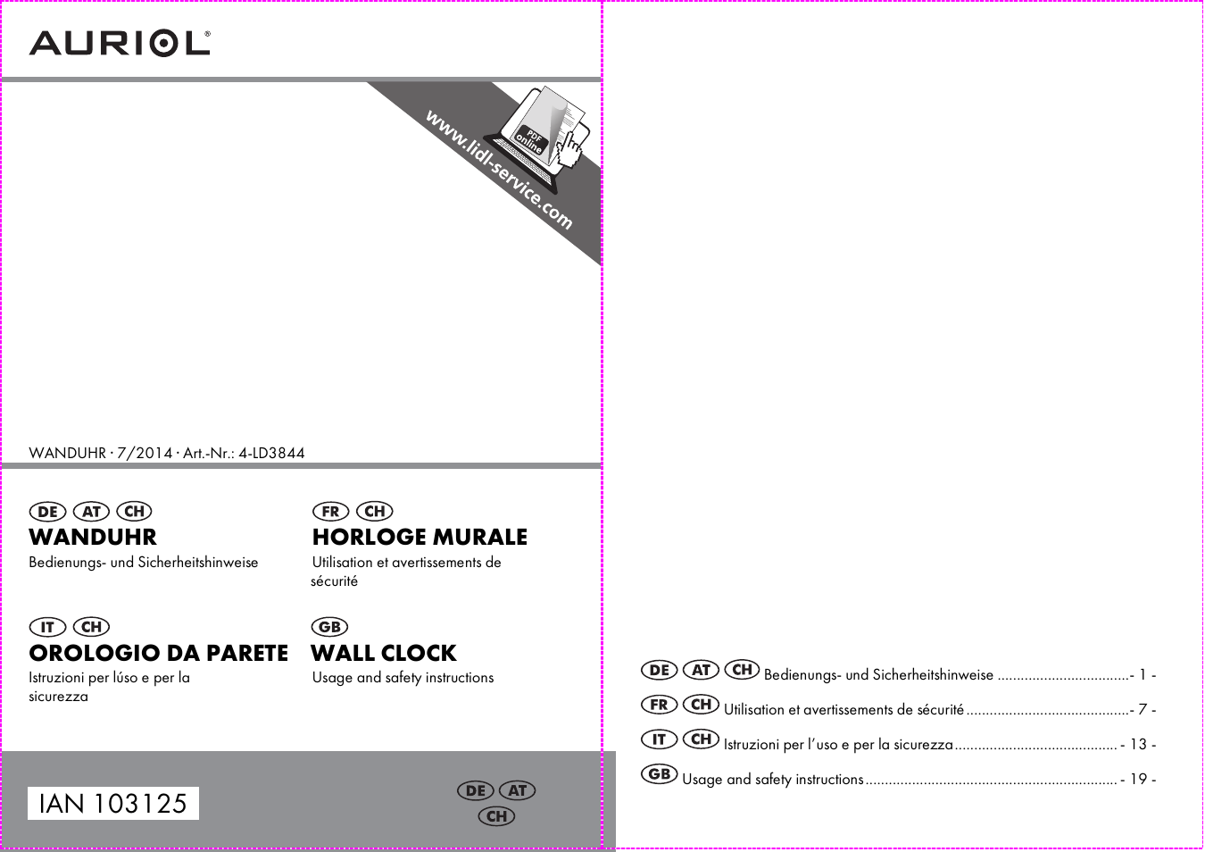 Auriol 4-LD3844 User Manual | 14 pages