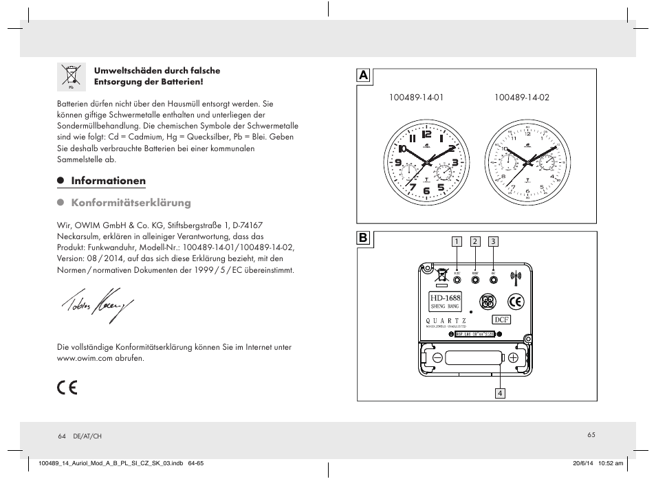 Informationen, Konformitätserklärung | Auriol 100489-14-xx User Manual | Page 34 / 34