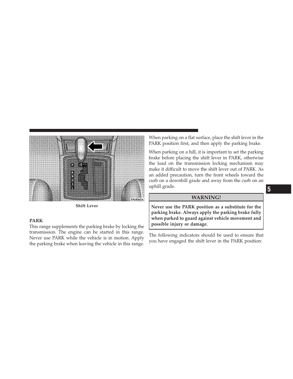 Gear ranges | Dodge CHARGER 2010 User Manual | Page 262 / 478