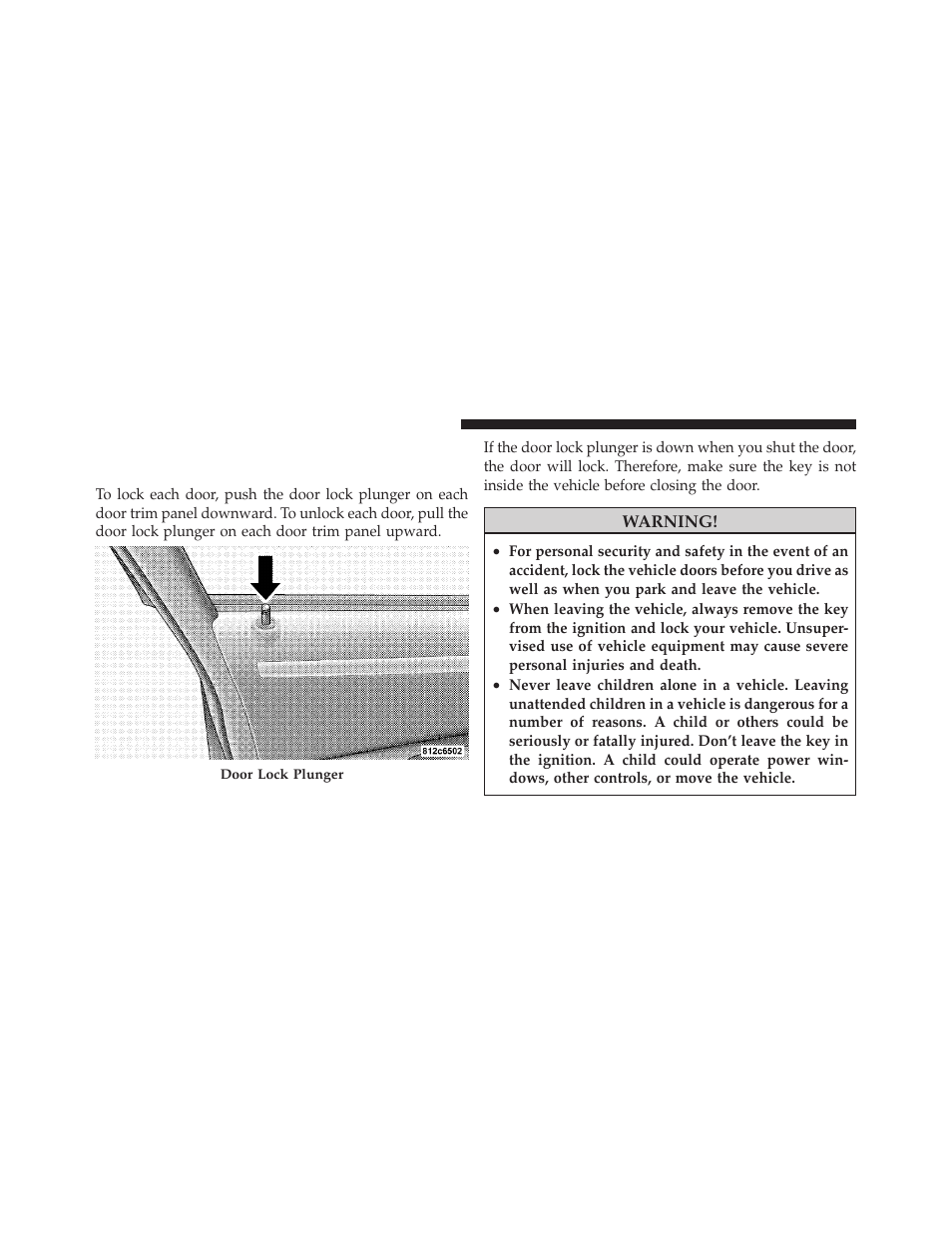 Door locks, Manual door locks | Dodge CHARGER 2010 User Manual | Page 29 / 478